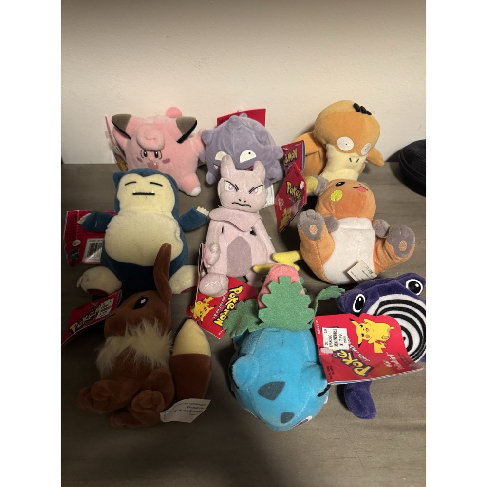 Vintage Pokemon Plush with Tags in Original 90s Mewtwo Snorlax Pysduck Lot - Picture 1 of 3